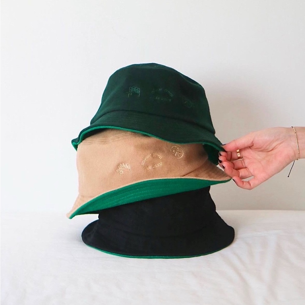 Green and Tan Peace Bucket Hat